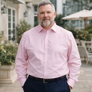 Charles Tyrwhitt Pink Non-Iron Dress Shirt Classic Fit 19/37 Cotton Twill Mens